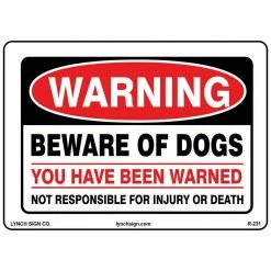 Lynch Sign 14 in. x 10 in. Warning Beware Of Dogs Sign Printed on More Durable Thicker Longer Lasting Styrene Plastic