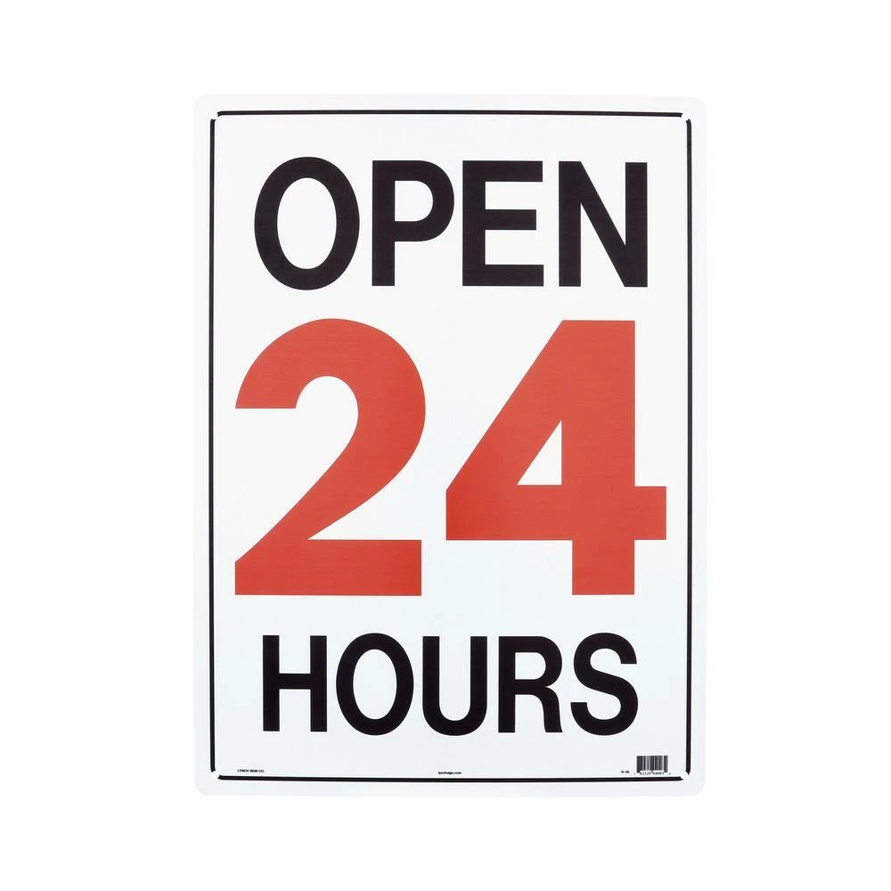 Lynch Sign 15 in. x 21 in. Open 24 Hours Sign Printed on More Durable, Thicker, Longer Lasting Styrene Plastic 5 Lynch Sign 15 in. x 21 in. Open 24 Hours Sign Printed on More Durable, Thicker, Longer Lasting Styrene Plastic - Image 3