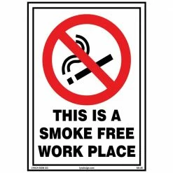 Lynch Sign 7 in. x 10 in. Smoke Free Workplace Sign Printed on More Durable Longer-Lasting Thicker Styrene Plastic.