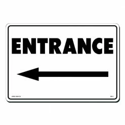 Lynch Sign 14 in. x 10 in. Entrance with Arrow Left Sign Printed on More Durable, Thicker, Longer Lasting Styrene Plastic