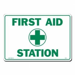 Lynch Sign 14 in. x 10 in. First Aid Station Sign Printed on More Durable, Thicker, Longer Lasting Styrene Plastic