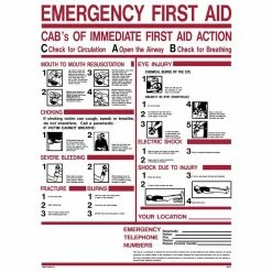 Lynch Sign 18 in. x 24 in. Emergency First Aid CAB's Sign Printed on More Durable, Thicker, Longer Lasting Styrene Plastic