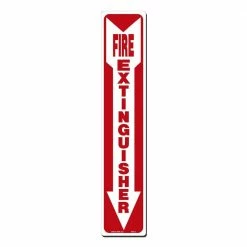 Lynch Sign 4 in. x 20 in. Decal Red on White Sticker Fire Extinguisher with Arrow Down