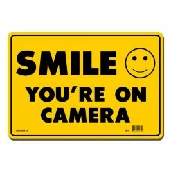 Lynch Sign 14 in. x 10 in. Smile You're on Camera Sign Printed on More Durable, Thicker, Longer Lasting Styrene Plastic